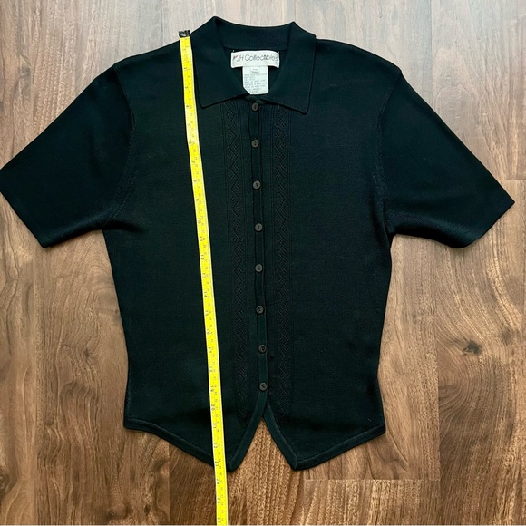 JH Collectibles 100% Silk Ribbed Knit Button Up Black Blouse Women’s Sz PM NWOT - Picture 4 of 8